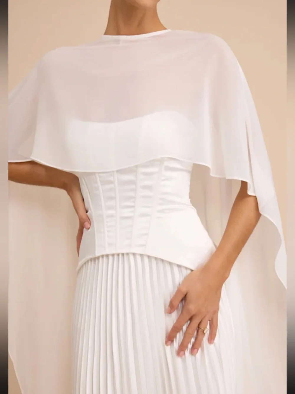 Lulus Dynora White Chiffon Veil Cape